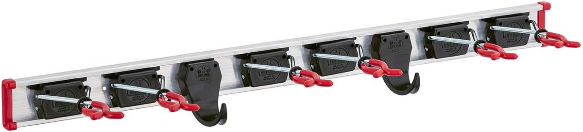 SnelShoppen - Gereedschapshouder 75 cm set, 6 gereedschapshouders inclusief 2 haakjes, aluminium rail, perfecte toolhouder voor muur in tuin en garage