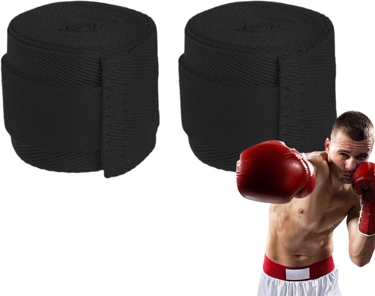 Bokshandschoenen - Bokstrainingsbandages Handwikkels - Vechtsport Training - Geoptimaliseerde Drukverdeling - 15 centimeter lengte - Zwart