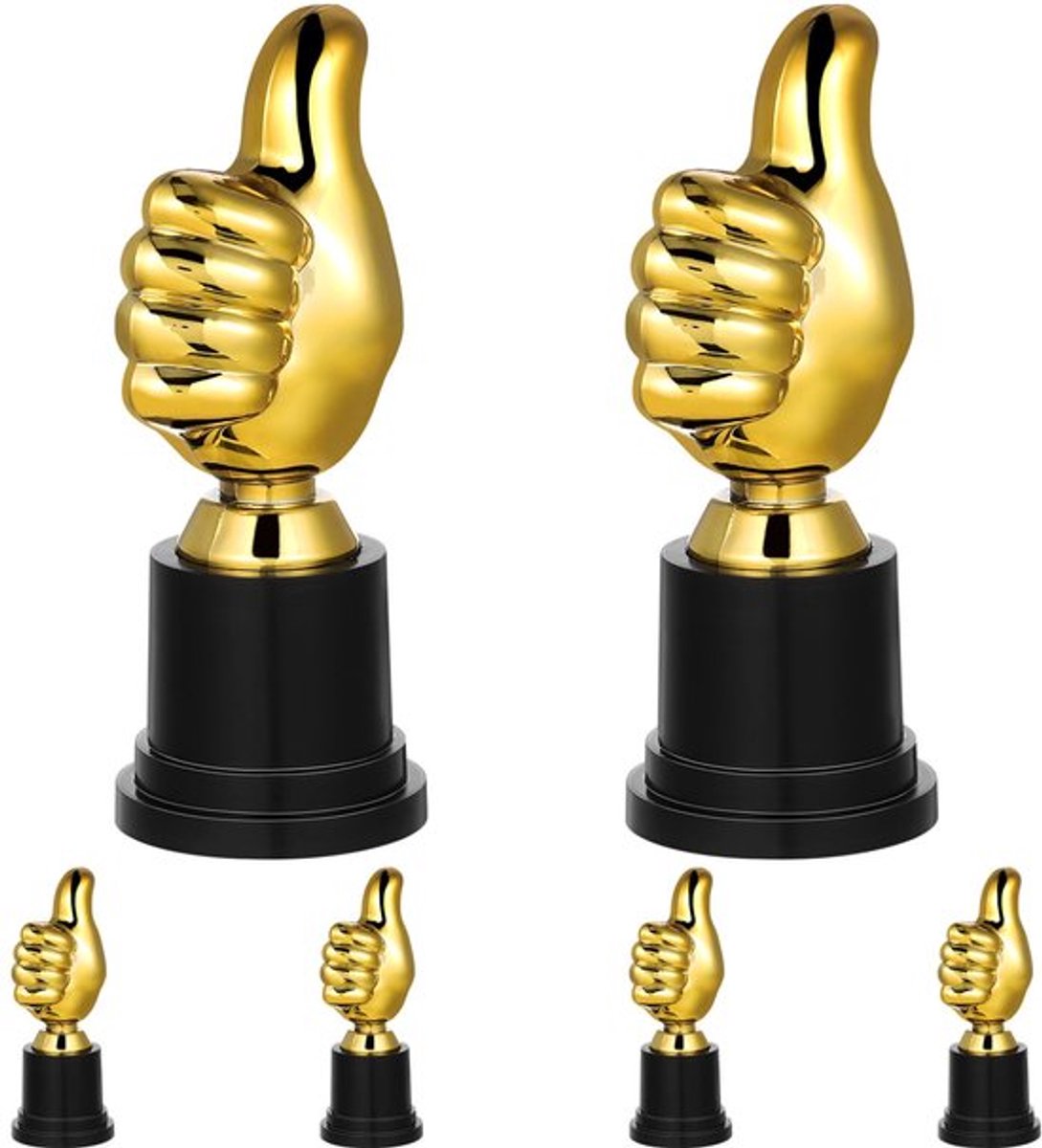 Gouden Duim Trofee 6 Stuks Duim Hoge Trofeeën Kleine Award Trofee Winnaar Trofee Bekers Award voor Feestbenodigdheden Rekwisieten Beloningen