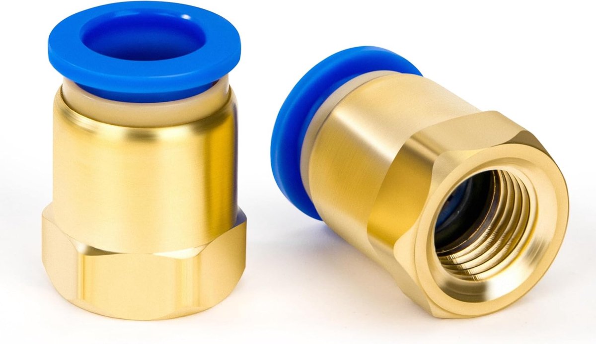 SnelShoppen - Messing persluchtsnelkoppeling 2 stuks, 4 mm x 1/4 inch BSP-aansluiting, rechte koppeling voor persluchtslang, compressor, werkplaats en