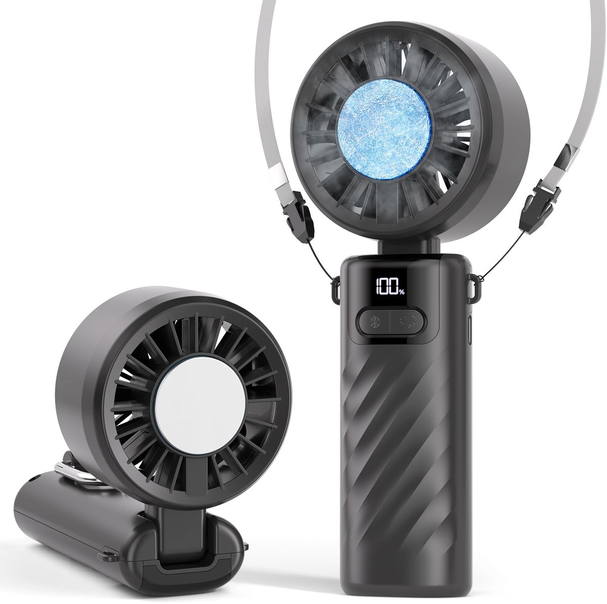 SnelShoppen - Draagbare Ventilator met Onmiddellijke Koeling, 5000 mAh, 5 Snelheden, 4-in-1, Opvouwbaar, Hand/Hals/Tafel/Hangend, USB-C voor Kantoor,