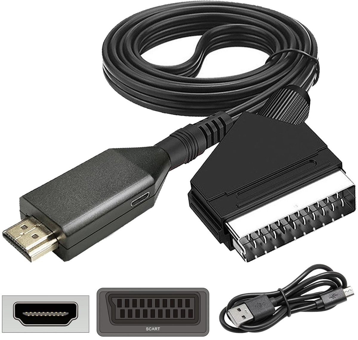 HDMI Adapter voor TV en Multimedia - SCART naar HDMI Video en Audio Converter met 720p/1080p Output voor PS3, DVD, Blu-ray en meer