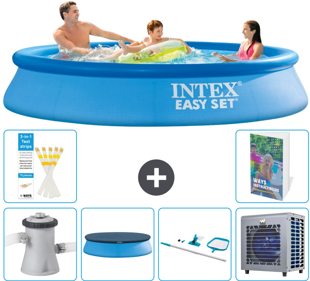 Intex Rond Opblaasbaar Easy Set Zwembad - 305 x 61 cm - Blauw - Inclusief Pomp - Afdekzeil - Schoonmaakset - Warmtepomp - 7-delig