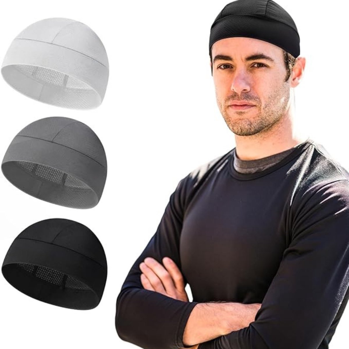 Zavio® Koelpet - Verkoelende Pet - Sports Cap - Zwartgrijs en wit