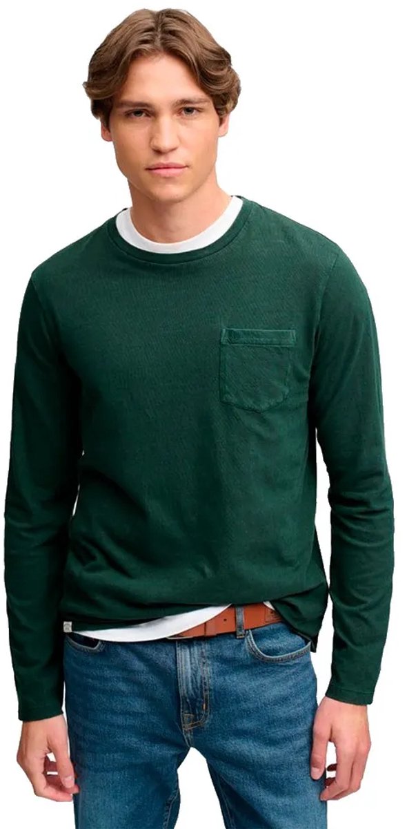 Superdry Katoenen Linnen Longsleeve Top Met Zak Heren Tops Mountain View