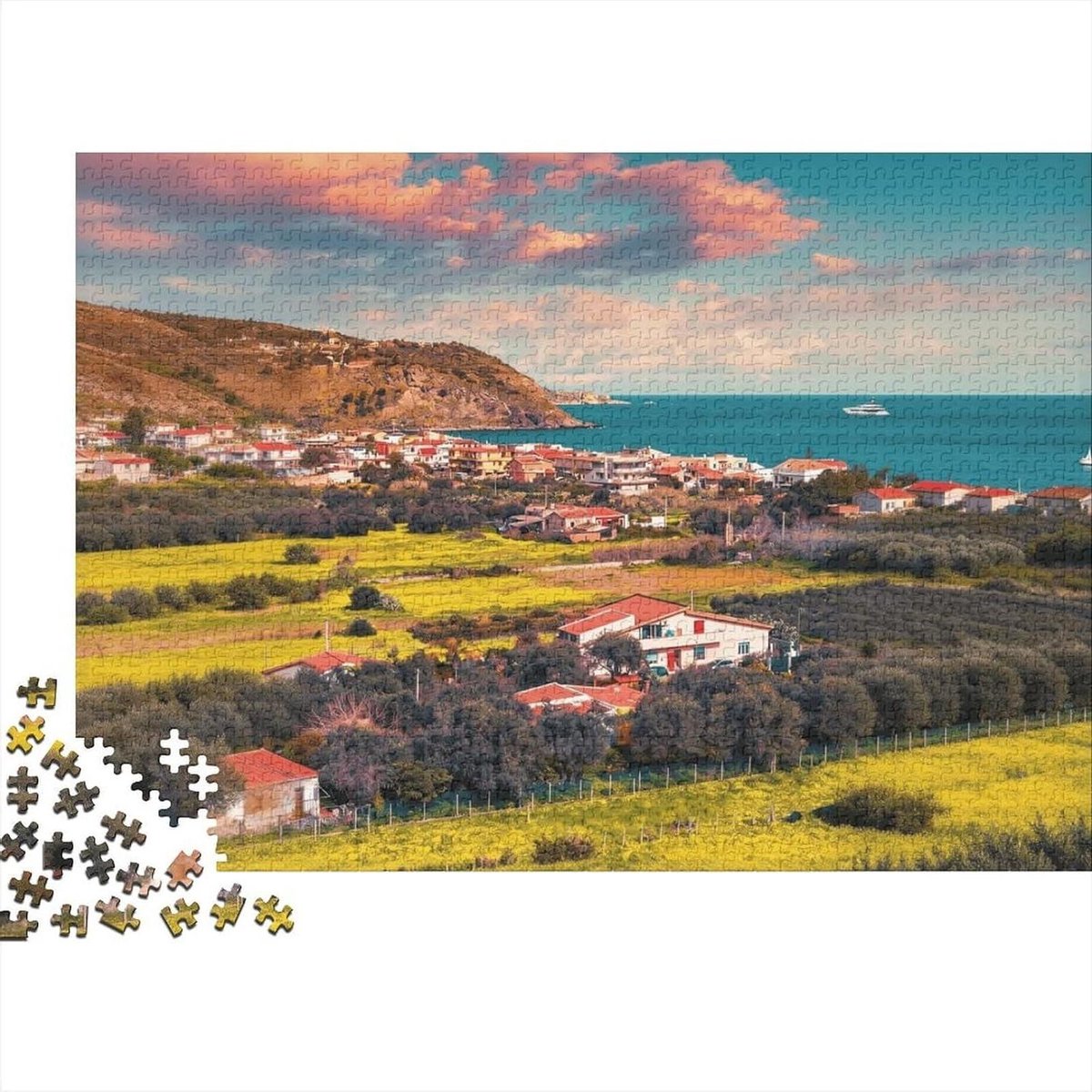 Legpuzzel Dorp - 1000 Stukjes - Ontspanning thuis - Gerecycled materiaal - 70x50cm - Kleurrijk