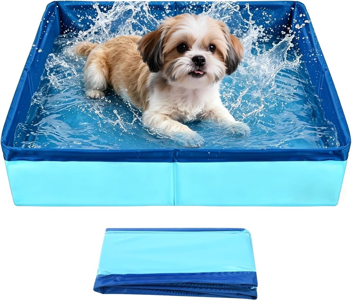 Opvouwbaar huisdierzwembad 50 x 10 cm - Badje voor kleine honden en katten - PVC zomerzwembad huisdieren blauw