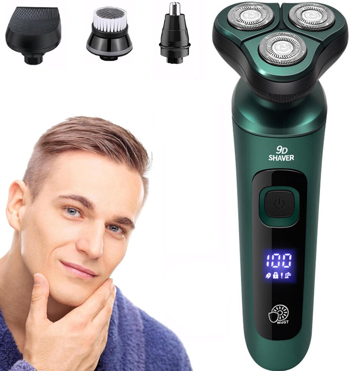 Elektrisch Baardscheerapparaat - 4-In-1 Slim Elektrisch Scheerapparaat - Bakkebaardtrimmer - Gezichtshaar Verwijderen - 9D Zwevend Hoofd