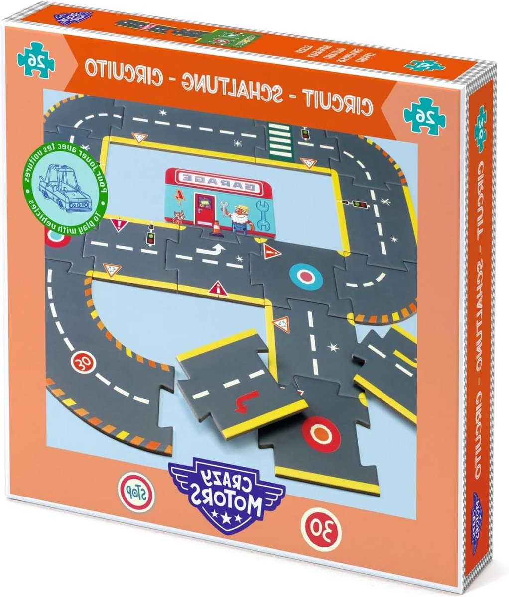 Stad Circuit Puzzel - Racebaan Puzzel - Kinderen Spelen - 26 Grote Stukken - 25.5 cm - Multicolor