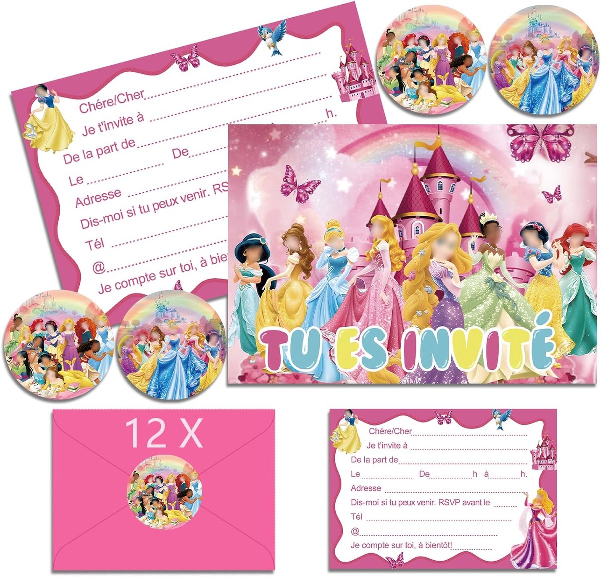 Uitnodigingen kinderverjaardag A6 - Franse enveloppen - 12 stuks - Perfect voor feestjes - ShopVlot