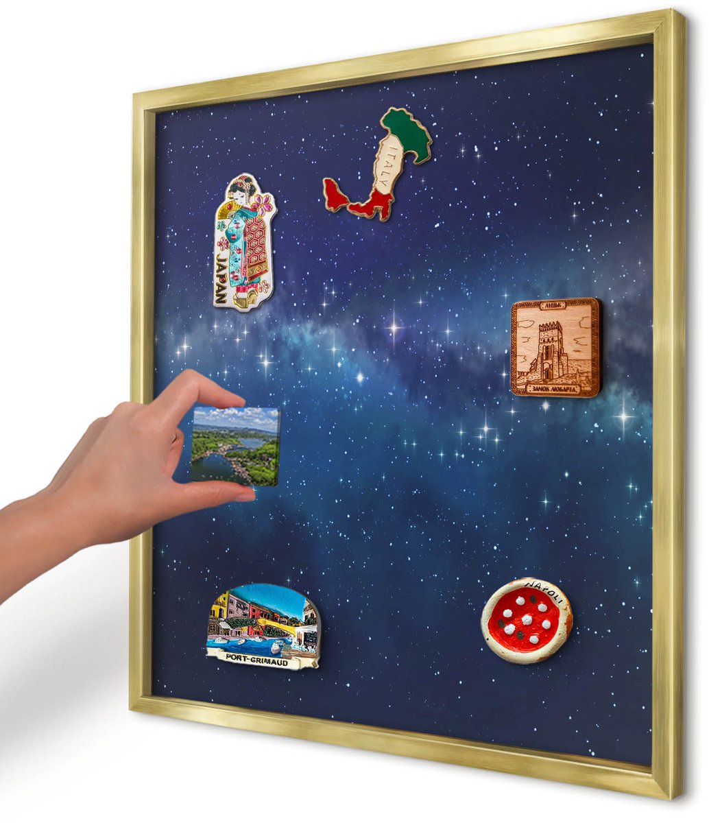 Artprintcave Marine Magneetbord mit Gouden Frame - 50x50 cm - Sterrenruimte Wandbord Magnetisch - Abstract Magneetbord Voor Foto's - Kosmos