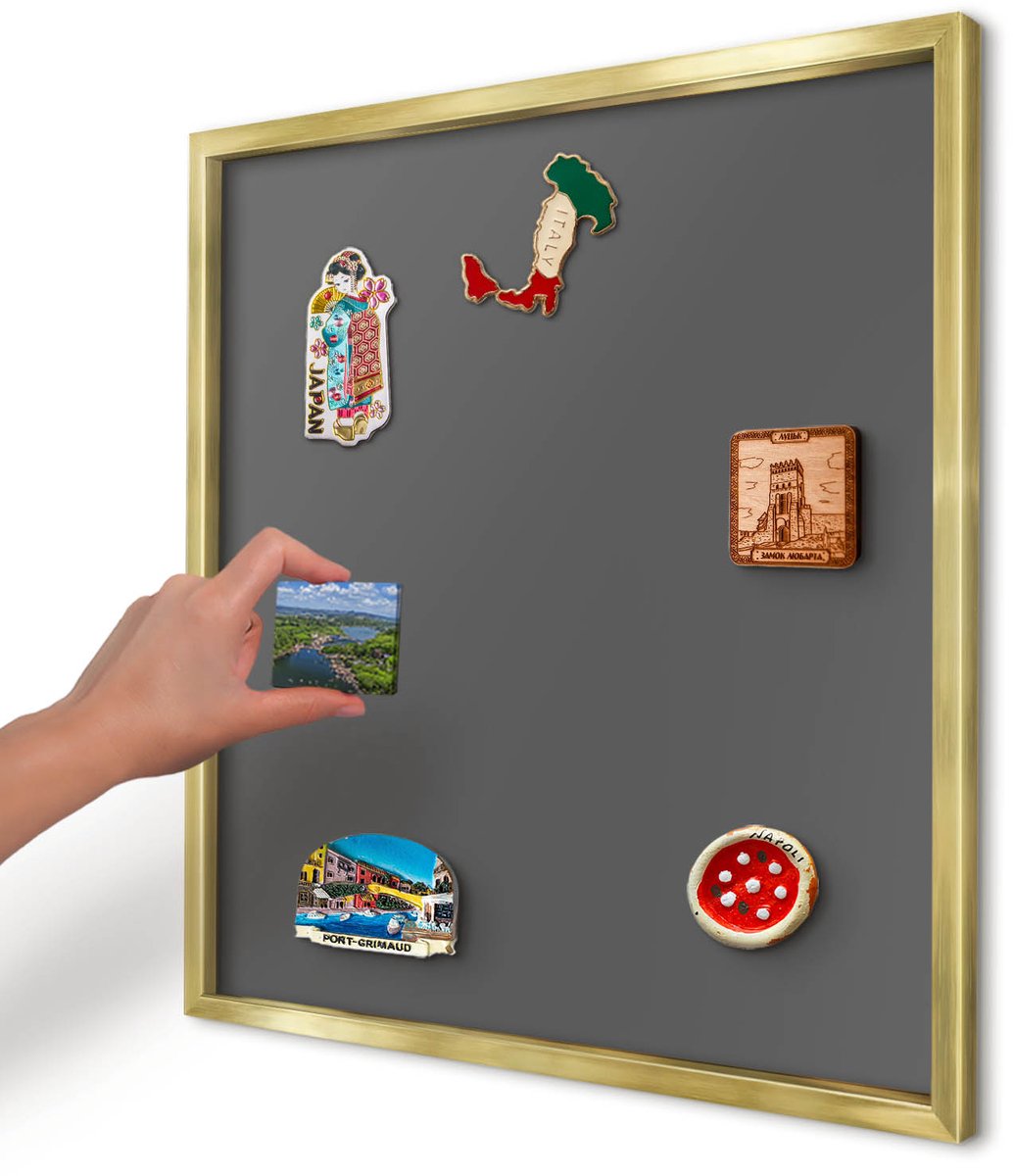 Artprintcave Grijs Magneetbord mit Gouden Frame - 50x50 cm - Donkergrijs Magneet Bord mit Frame - Minimalist Bord Voor Magneten - Achtergronden En Patronen