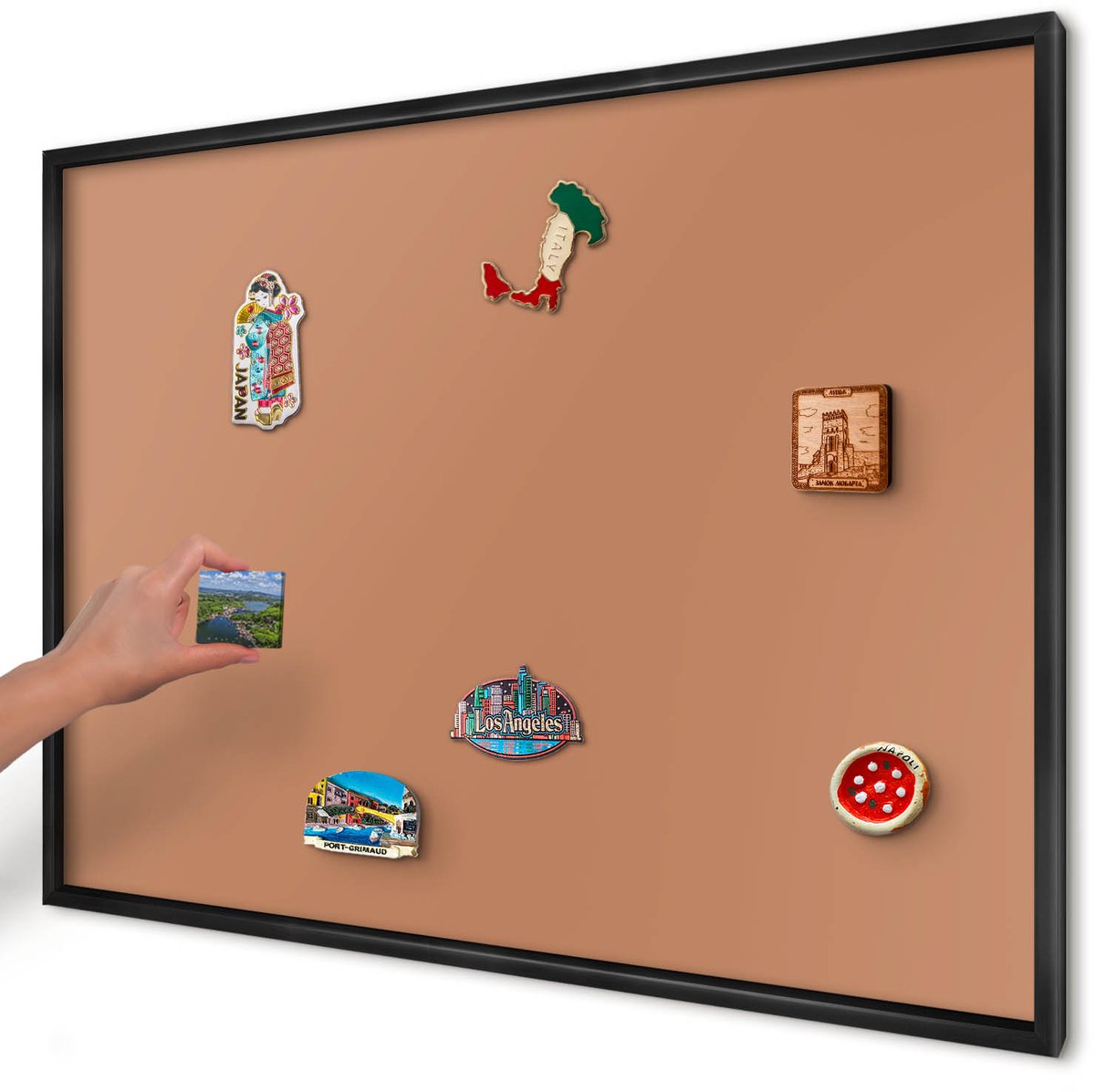 Artprintcave Oranje Magneetbord mit Zwart Frame - 100x70 cm - Doffe Oranje Magneetbord Voor Keuken - Minimalist Magnetisch Bord Voor Magneten - Achtergronden En Patronen