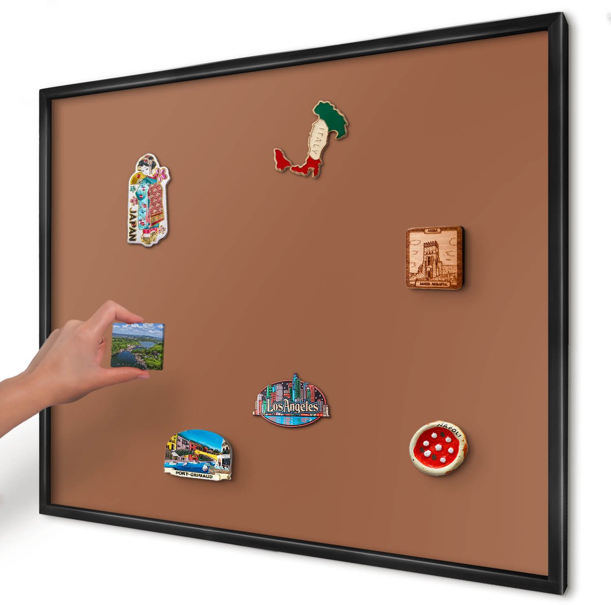 Artprintcave Bruin Magneetbord mit Zwart Frame - 80x60 cm - Donkeroranje Magnetisch Bord - Minimalist Bord Voor Magneten - Achtergronden En Patronen