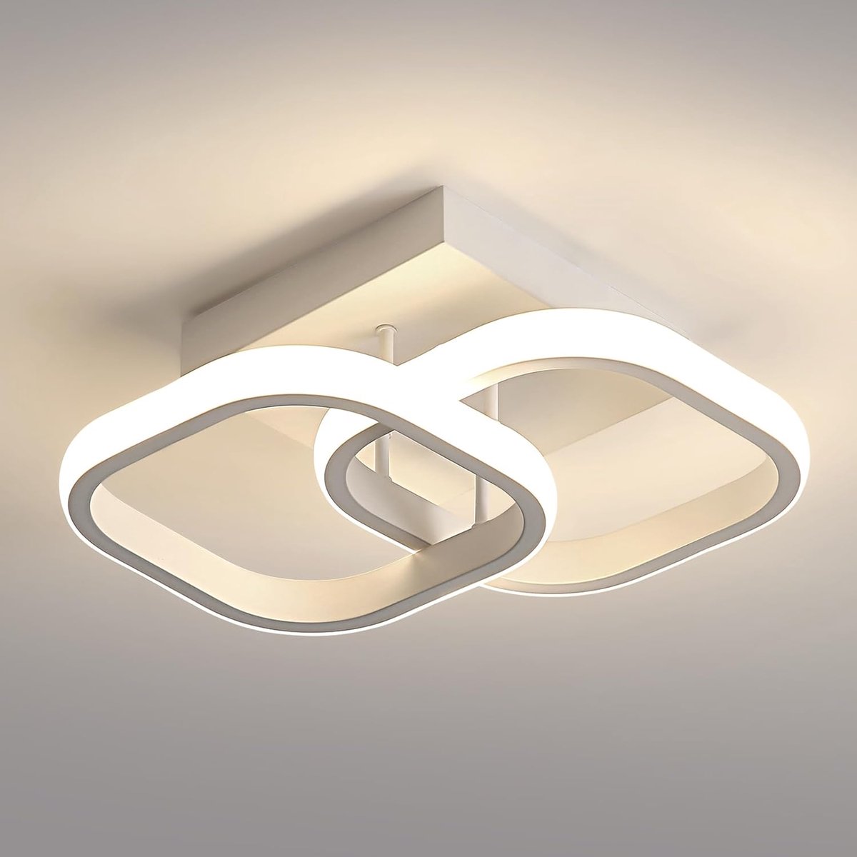 Moderne LED Plafonnier, Acryl LED Plafondlamp 2137LM, Vierkante Witte Slaapkamer Plafondlamp voor Woonkamer Keuken Gang, Natuurlijk Licht 4500K, 29CM