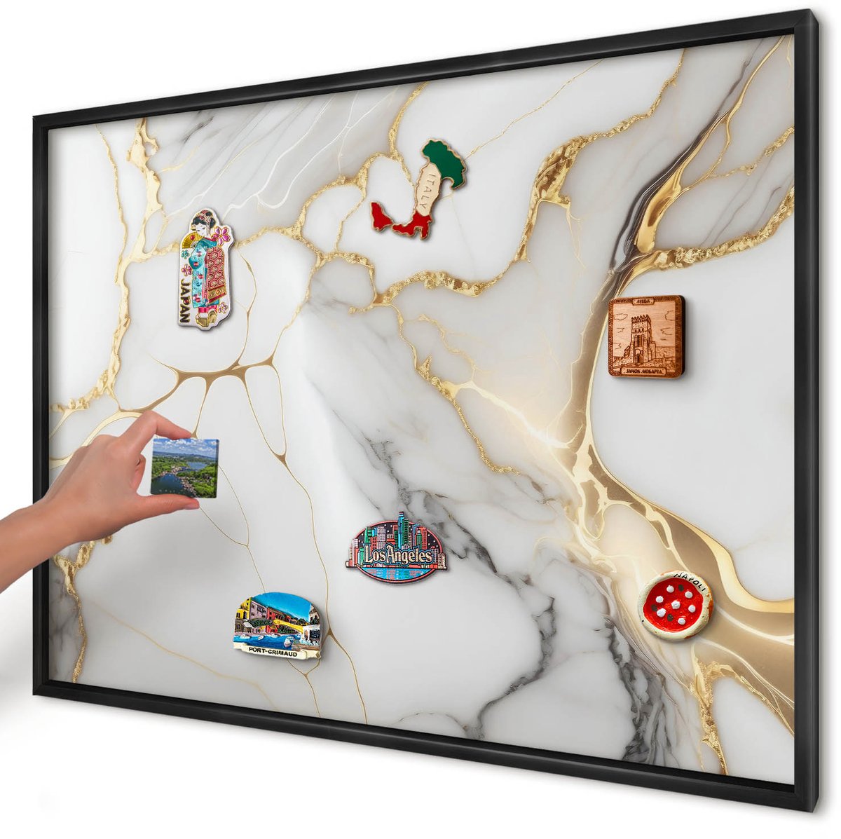 Artprintcave Wit Magneetbord mit Zwart Frame - 100x70 cm - Abstract Marmer Wandbord Magnetisch - Abstract Bord Voor Magneten - Abstractie