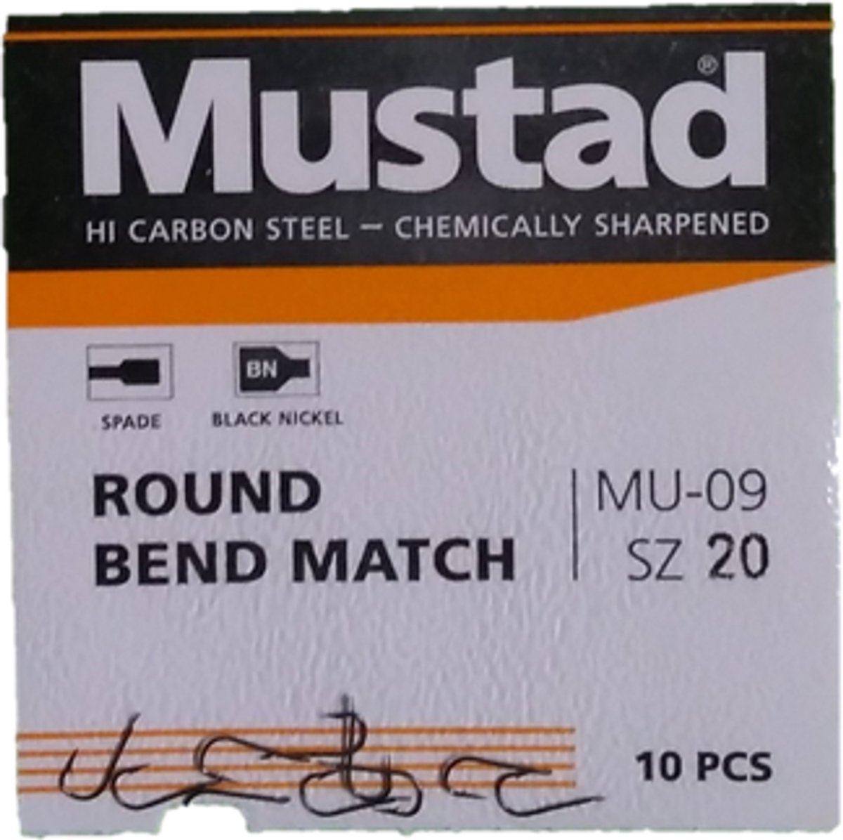 Mustad round bend match (npbln) maat 20, 10 stuks