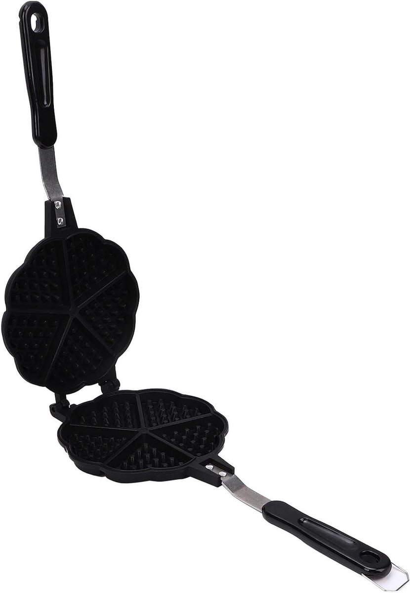 Hartvormige Wafelmaker - Wafelpan Stovetop - Ontbijt Maken - Compact en Draagbaar - 16x36cm - Zilver