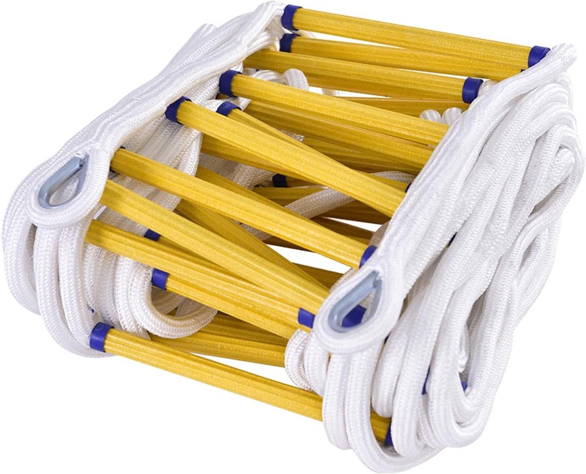 Touwladder Noodladder - Vluchtladder Evacuatieladder - Veilige Evacuatie - Vlamvertragend Materiaal - 3 Meter - Wit
