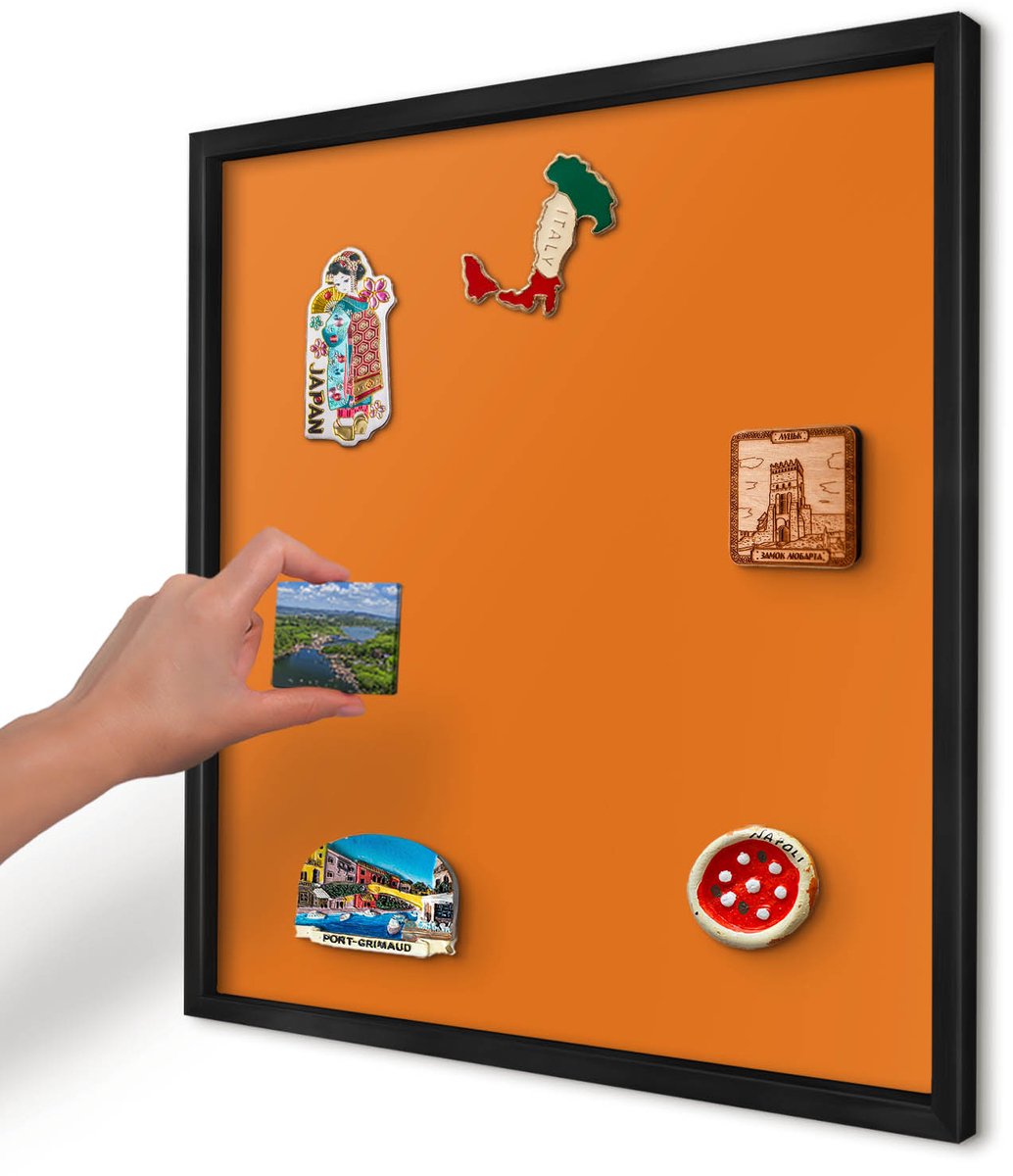 Artprintcave Oranje Magneetbord mit Zwart Frame - 50x50 cm - Sterk Oranje Magnetische Organizer - Minimalist Bord Voor Magneten - Achtergronden En Patronen