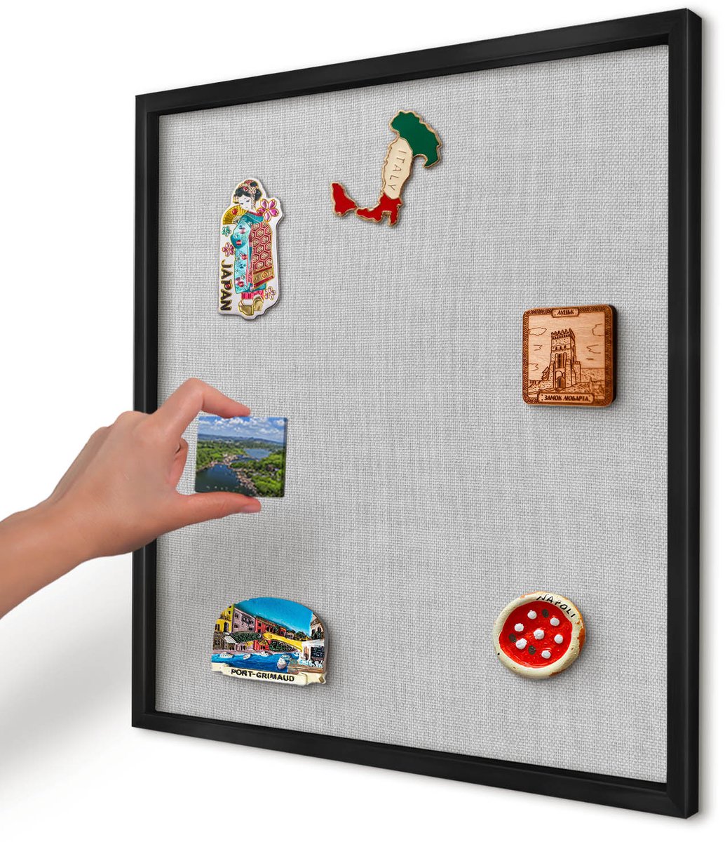 Artprintcave Grijs Magneetbord mit Zwart Frame - 50x50 cm - Subtiele Elegantie Magnetische Organizer - Minimalist Wandbord Magnetisch - Texturen