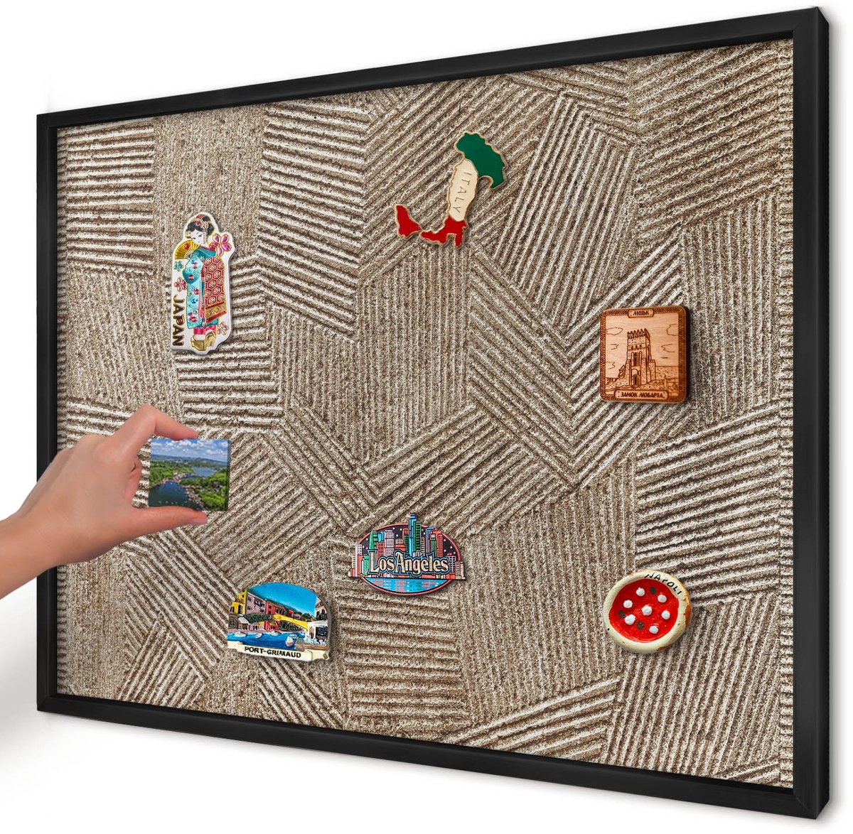 Artprintcave Beige Magneetbord mit Zwart Frame - 70x50 cm - Geometrisch Patroon Magnetische Organizer - Geometrische Wandbord Magnetisch - Achtergronden En Patronen