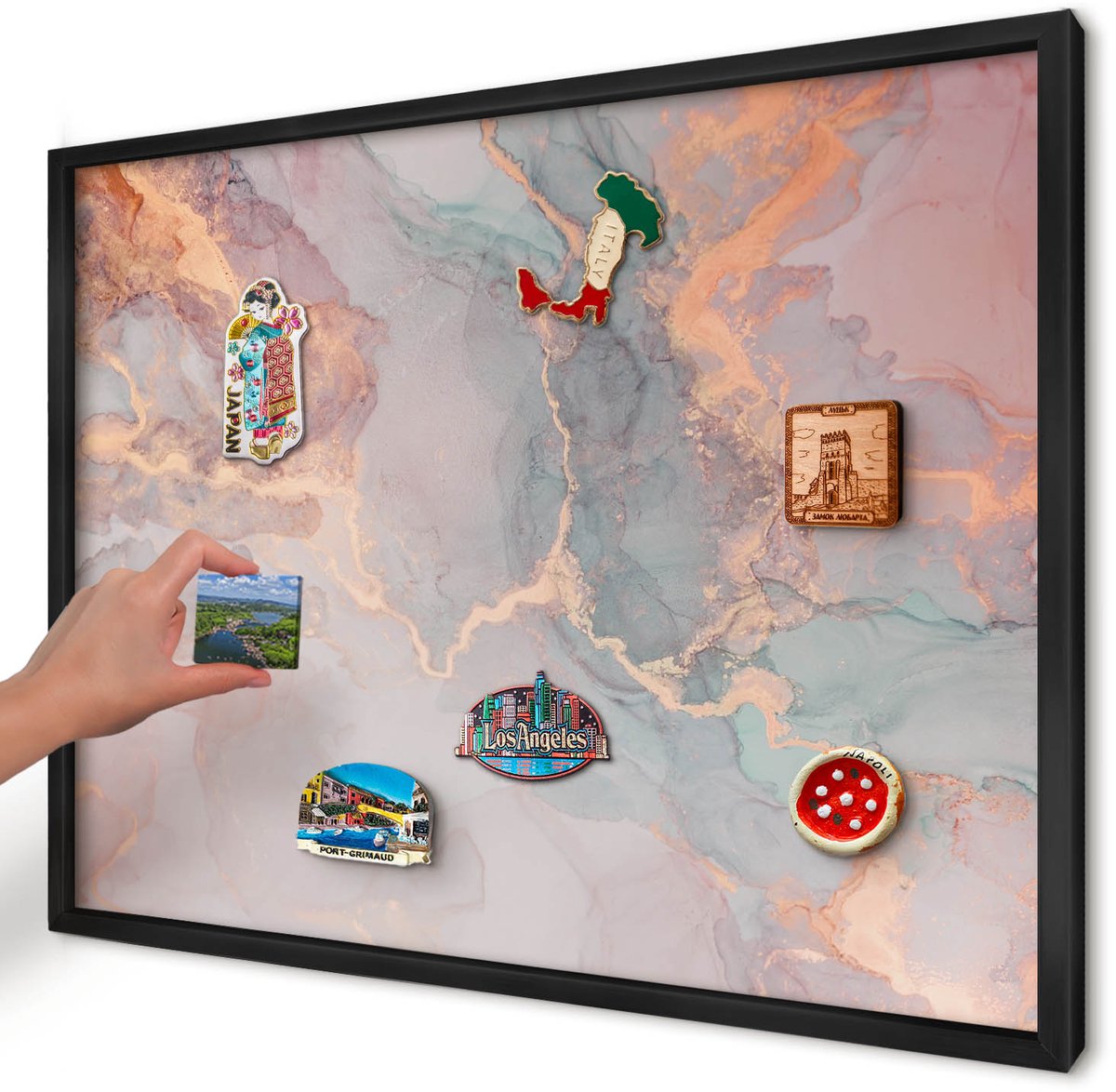 Artprintcave Beige Magneetbord mit Zwart Frame - 70x50 cm - Kleurrijke Abstractie Memobord Keuken - Abstract Bord Voor Magneten - Abstractie