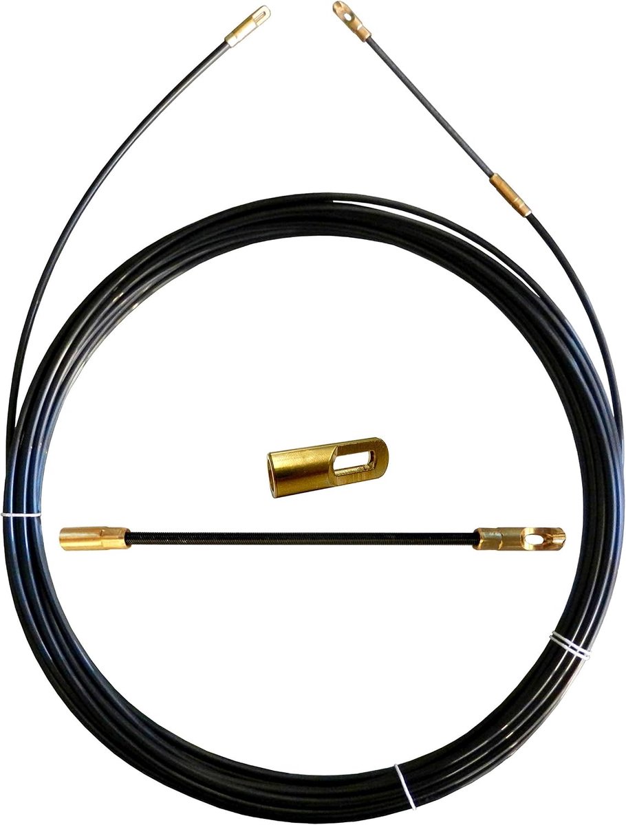Velamp Stak SYN3-015 Nylon kabeltreksonde, zwart, ø 3 mm, 15 meter, met vaste klemmen - ShopVlot