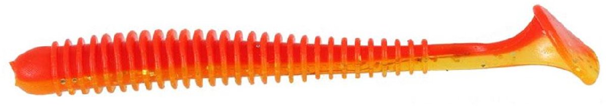 LFT Vibration Worm Shads (022) 3+1pcs. 9cm. - Gold Fluorecent Red