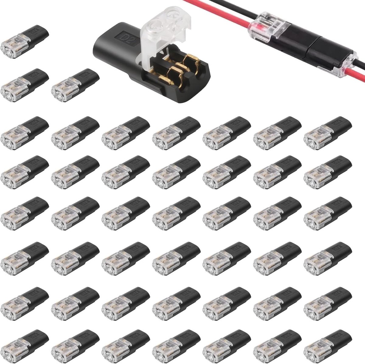 45 stuks autokabelverbinders, waterdicht, 2-polig, 12 V-stekker, 2-pins kabelconnectoren voor 18-22 AWG kabelkrimp, 12 V snelle kabelstekkers, stofdicht, sneller, voor personenauto's en vrachtwagens
