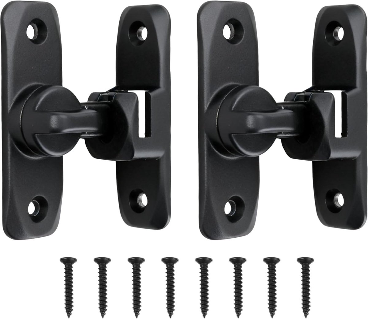 SnelShoppen - 2 Stuks Zwarte Schuifdeur Lock met Flip Lock 90 Graden Deurslot en Tuinpoortslot Veiligheid Draai Knop Slot voor PVC Houten Poorten Gara