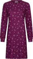 Paars fleece nachthemd met all-over witte sterrenprint, lange mouwen, ronde hals.