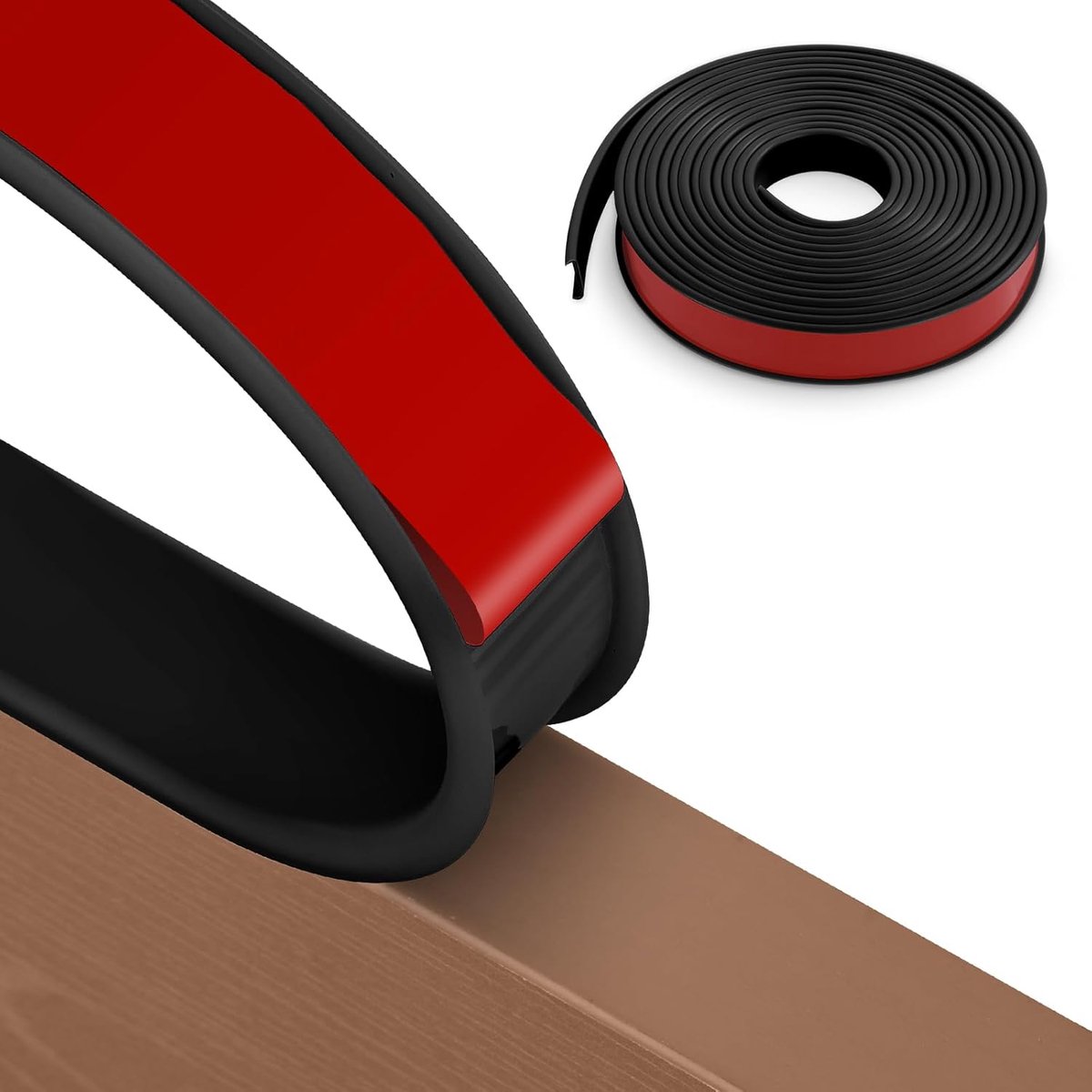 houten band, randen 4 m x 12 mm, zwart | TPE-meubelrandbescherming, zelfklevend, bescherming voor tafels en meubels, autodeuren