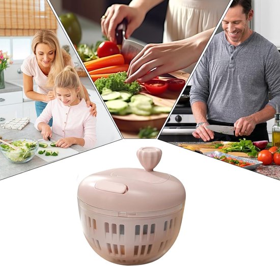 Slacentrifuge - Saladebereider - Snelle Salade Bereiding - Antislip Bodem - 800 ml - Roze — afbeelding 5