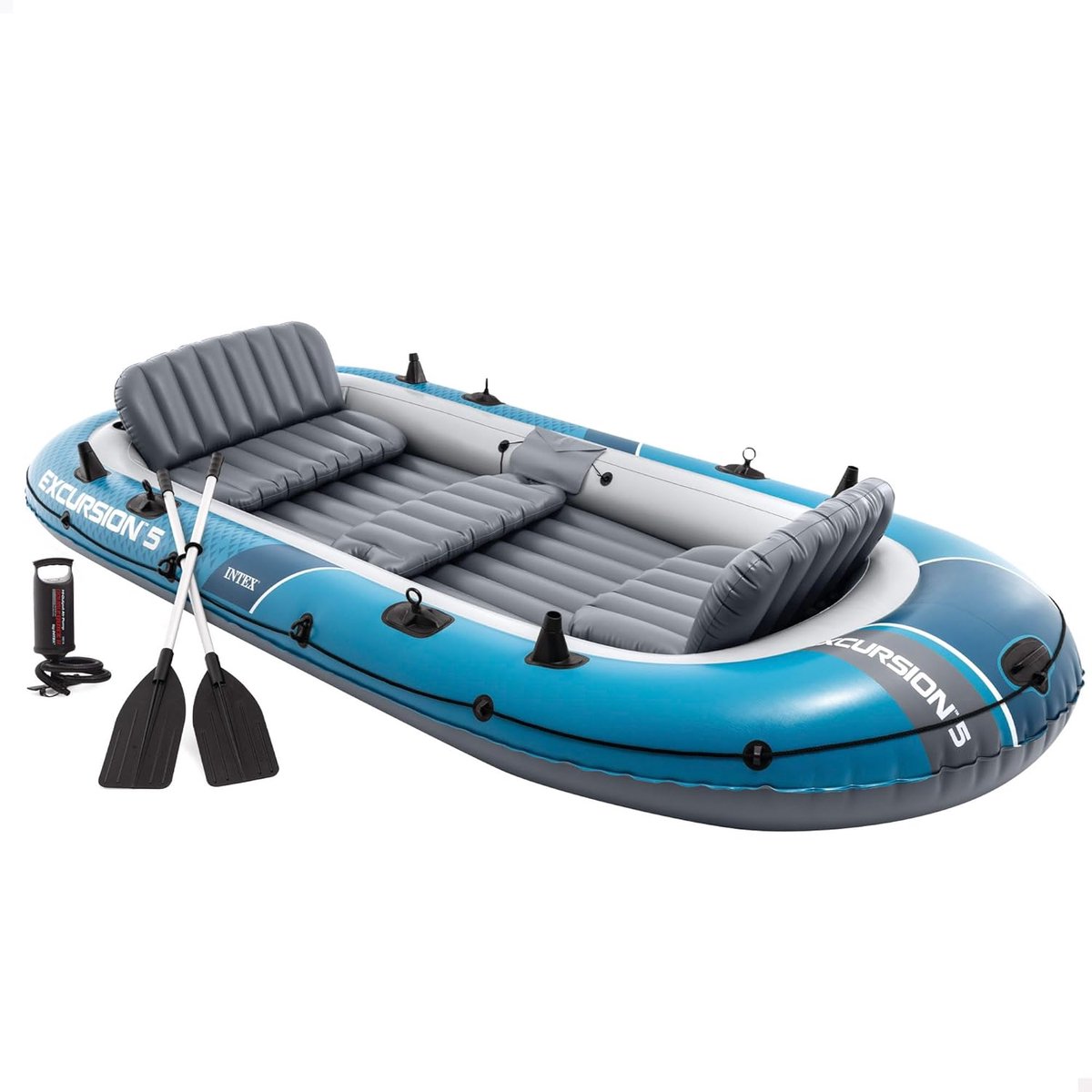 Opblaasbare Boot 5 Personen - Inclusief Aluminium Roeispanen en Handpomp - Draagvermogen 600 kg - 366 x 168 x 43 cm