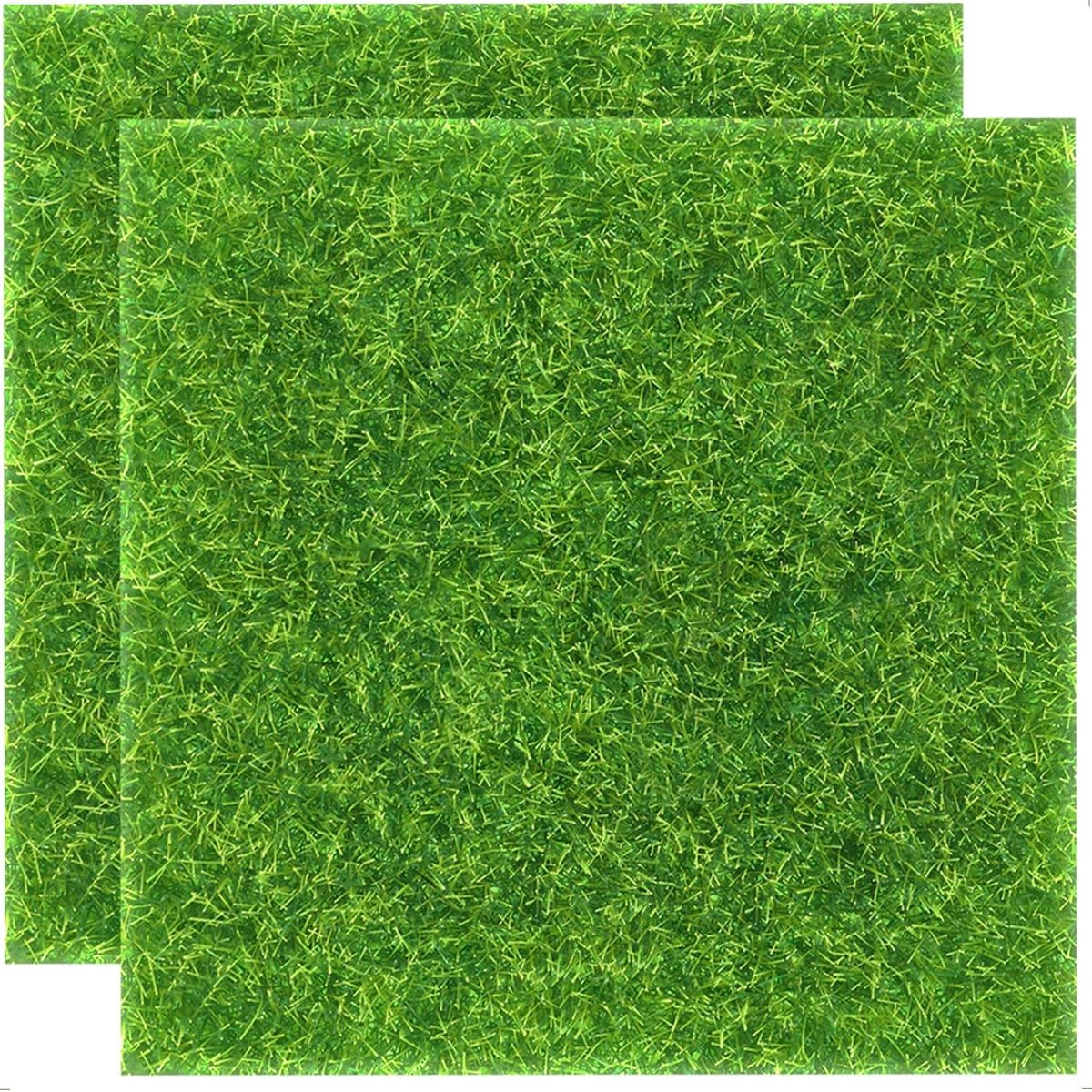 SnelShoppen - Mini Kunstgras DIY 2 Stuks 15 x 15 cm Kunstgras Tapijt Miniatuur Weide Modelbouw Gras Kunstgras Decoratie Miniatuur Gazon voor Ambachten