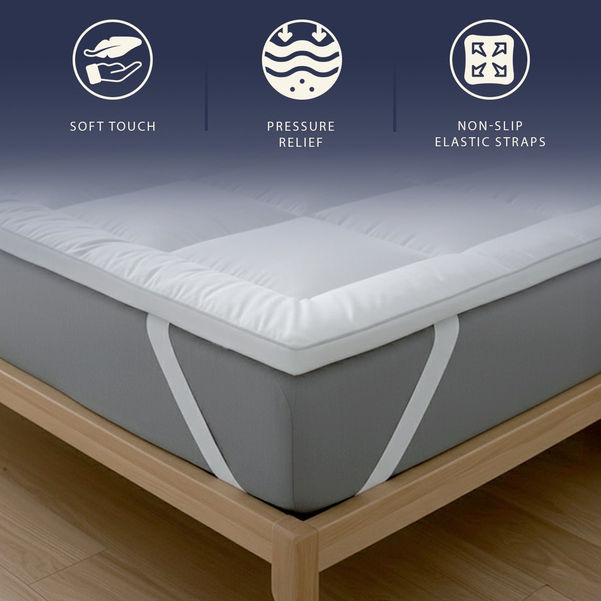 The White Stone Topper 180x200 cm met 800 g vulling | Gewatteerde matrasbeschermer met vulling van vezelbolletjes en ademende microvezel hoes | Extra comfort en volume