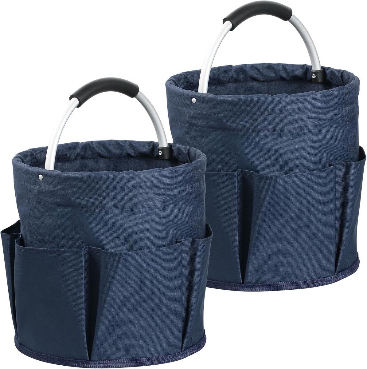 Set van 2 Vouwbare Gereedschapstassen met 6 Compartimenten, 17L Opbergoplossing voor Tuin, Schoonmaak en Buitengebruik, Handige Opbergtas in Marineblauw