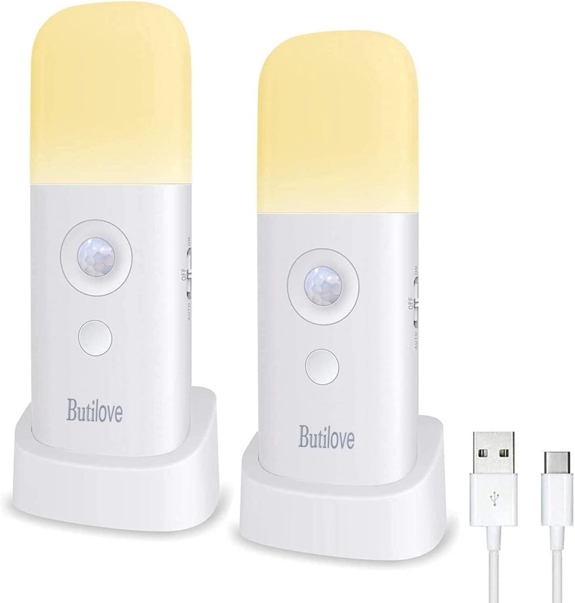 Nachtlampje met bewegingsmelder - oplaadbaar en draagbaar - USB-kabel - draadloze wandlamp - automatische aan/uit - voor kast, kledingkast, keuken, trap, slaapkamer
