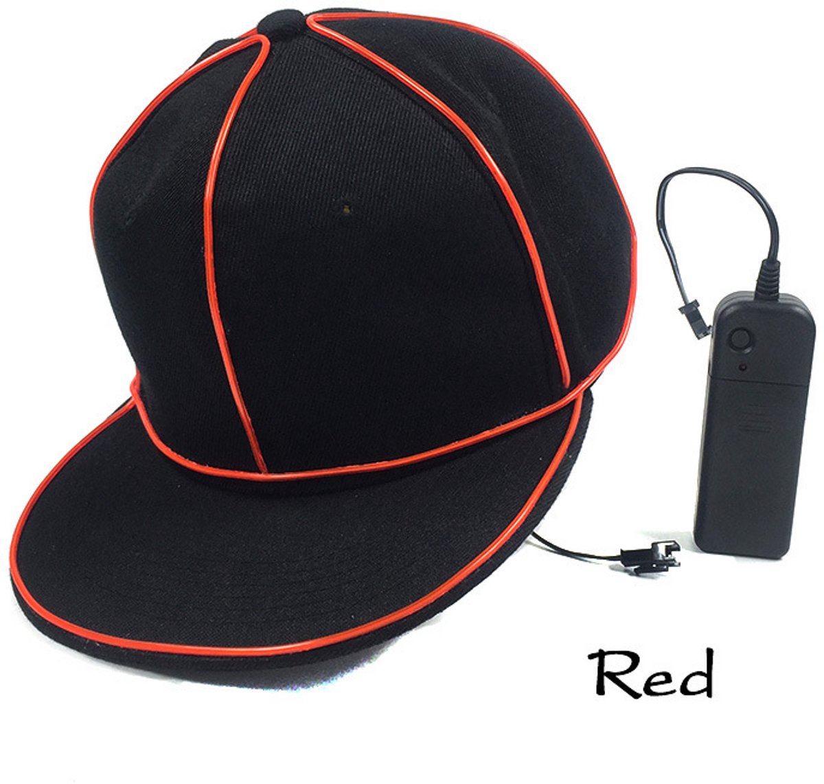 Doppler GlowCap LED Baseballpet – EL Wire Lichtgevende Pet – Festival, Carnaval & Rave – Rood