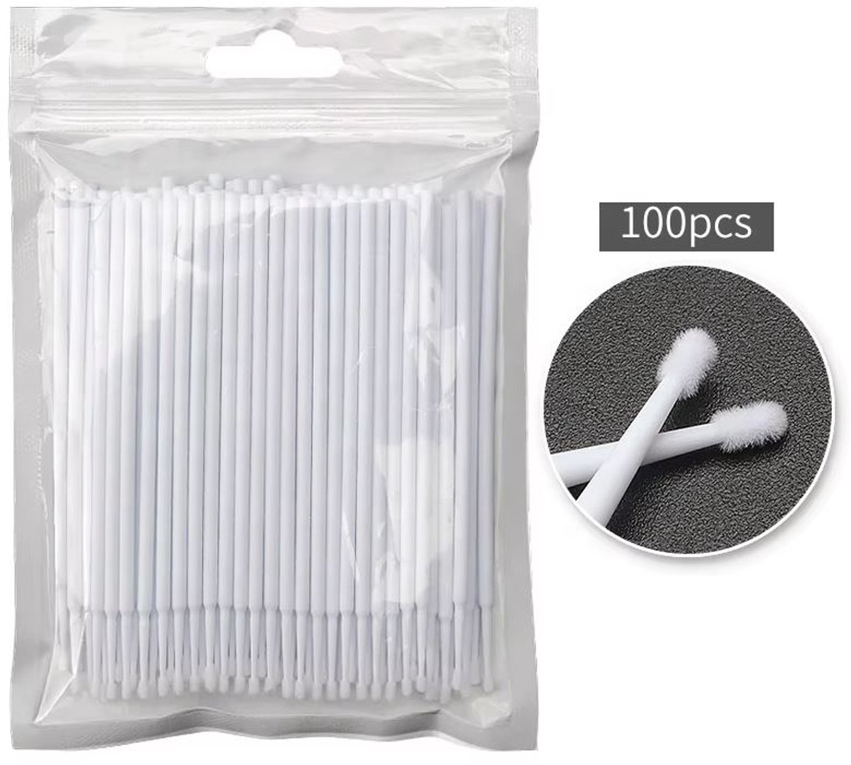 100x Microbrush - Wegwerp make up borstels - Wimper borstel - Lash brush - Nepwimpers schoonmaken - Wattenstaafje - Make up kwast - Wimper extensions tool - Micro brush - Wit - 10 cm - Jonyx