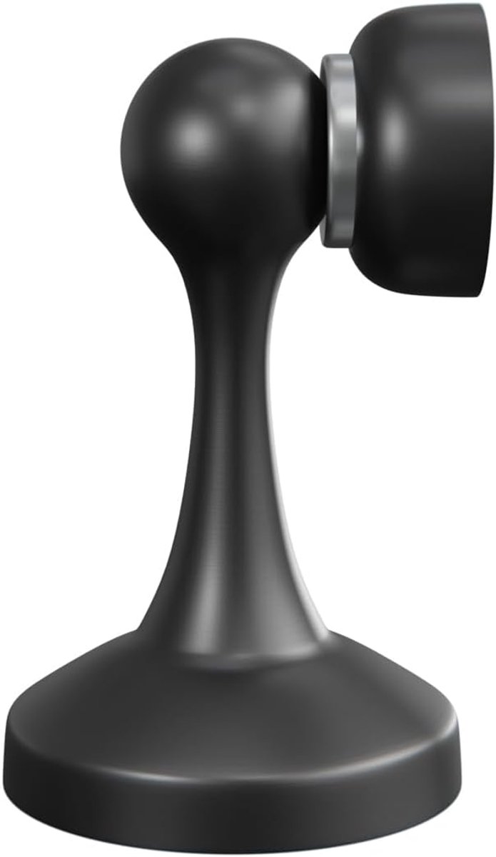 Magnetische deurstopper - Vloer- of wandmontage - Krachtige magneet - Eenvoudige installatie, inclusief schroeven - Roestvrij staal - Zwart - Ø48 x 80 mm