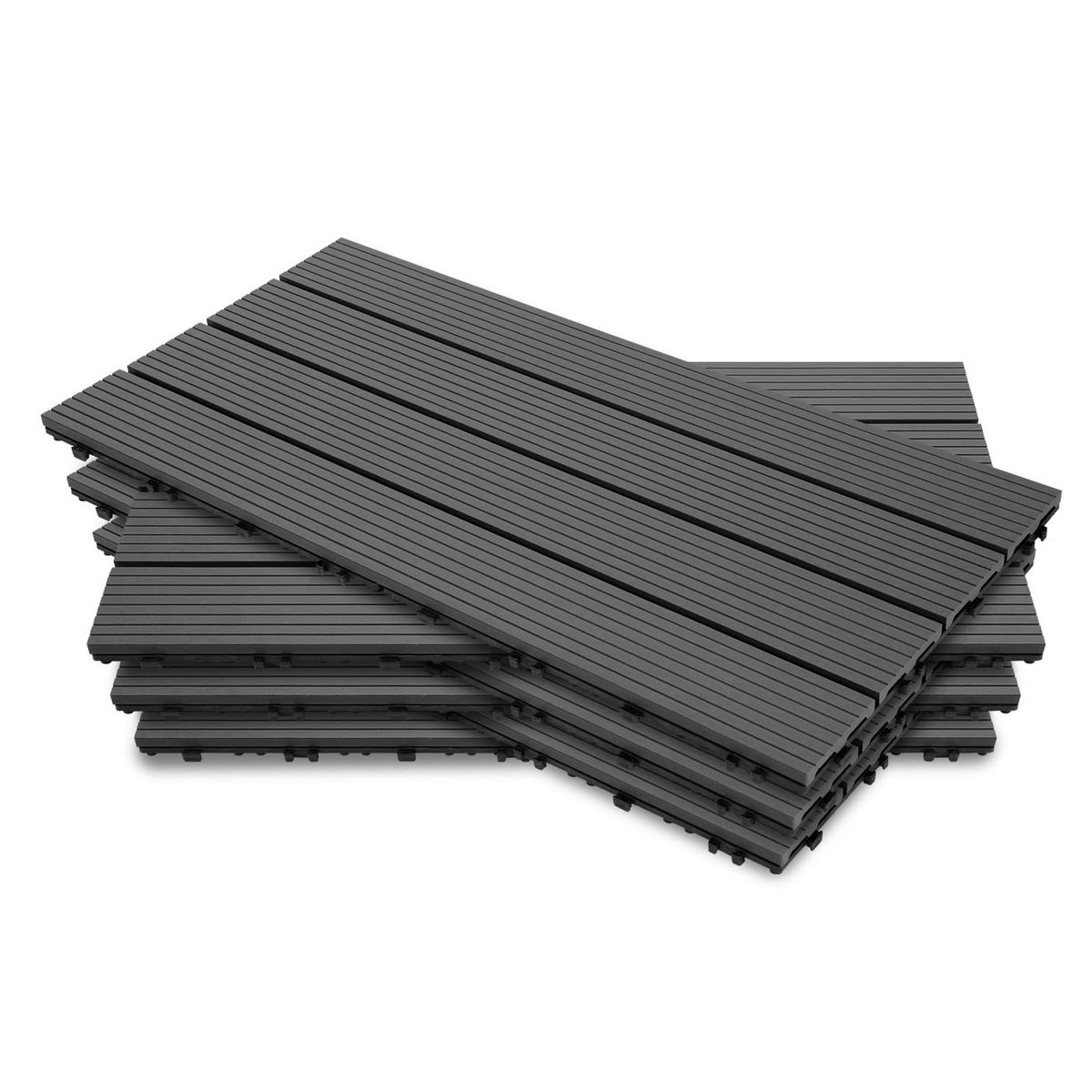 WPC Terrastegels - Composiet Tegels - Buiten Vloer Leggen - Kliksysteem Installatie - 60 x 30 cm - Grijs