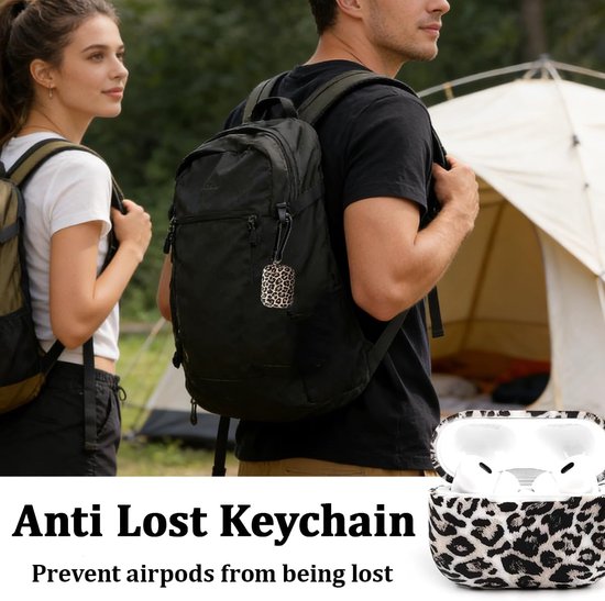Hoes case compatibel met AirPods Pro 2, AirPods Pro, luipaardpatroon, case van siliconen, schokbestendig, met sleutelhanger, compatibel met Apple AirPods Pro 2nd/1e generatie case — afbeelding 5
