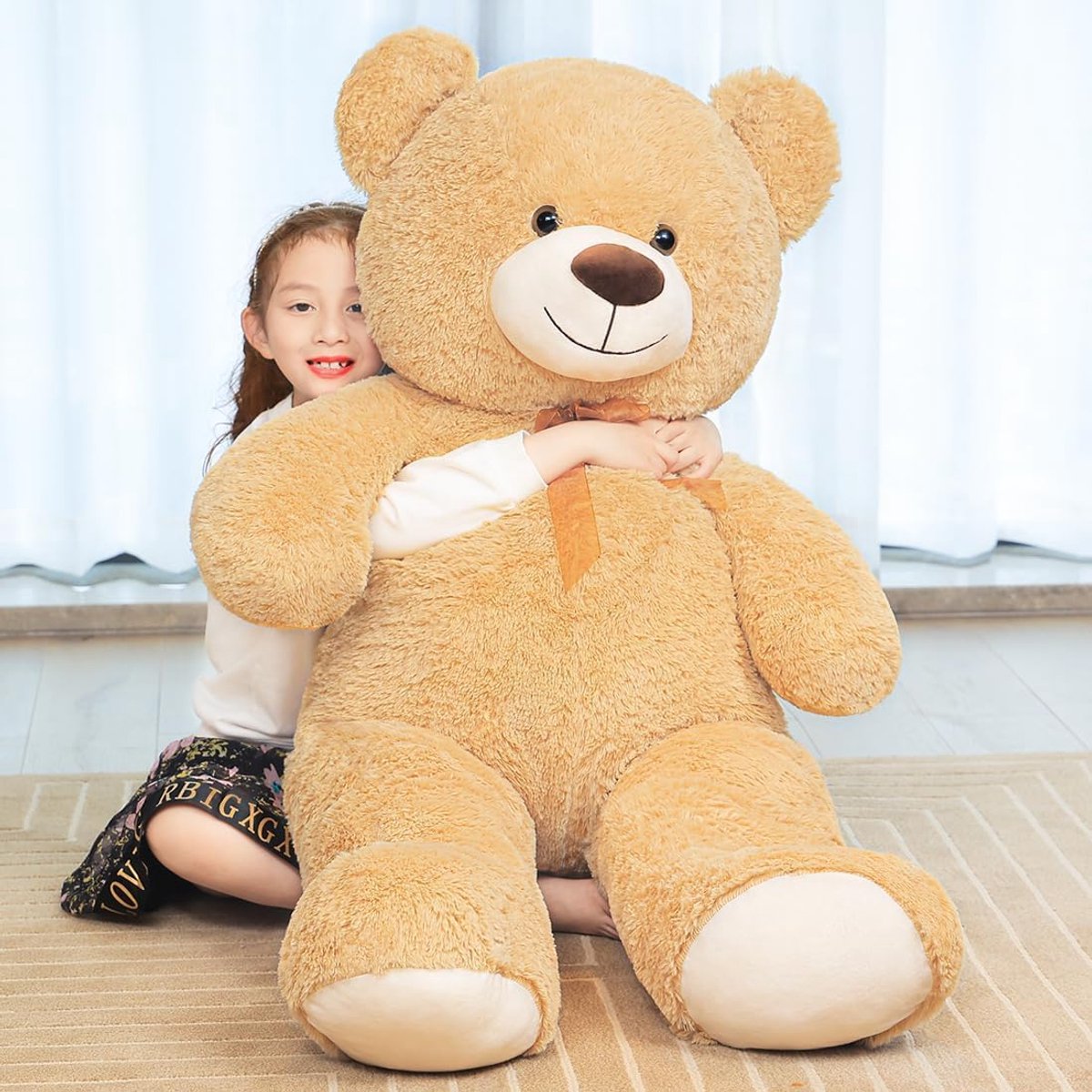 Teddybeer, schattig knuffeldier, pluche dier, 1,30 m, grote beer, knuffelpop, cadeau voor kinderen, jongens, meisjes, verjaardag, Kerstmis, Valentijnsdag, 1,3 m, lichtbruin