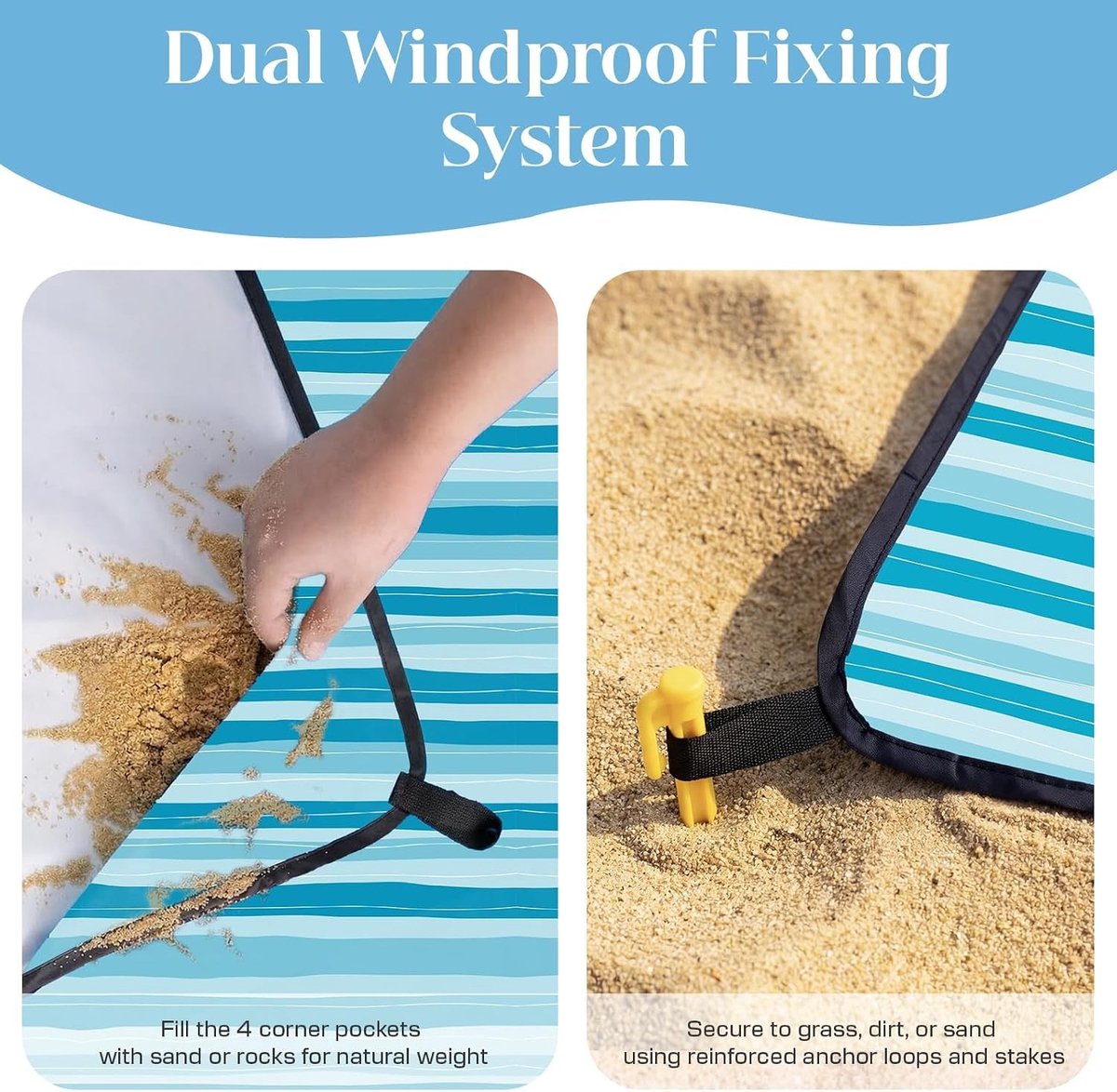 Vouwbare Waterdichte Picknickdeken met Golfpatroon - Ideaal voor Strand, Tuin en Kamperen 213 x 213 cm