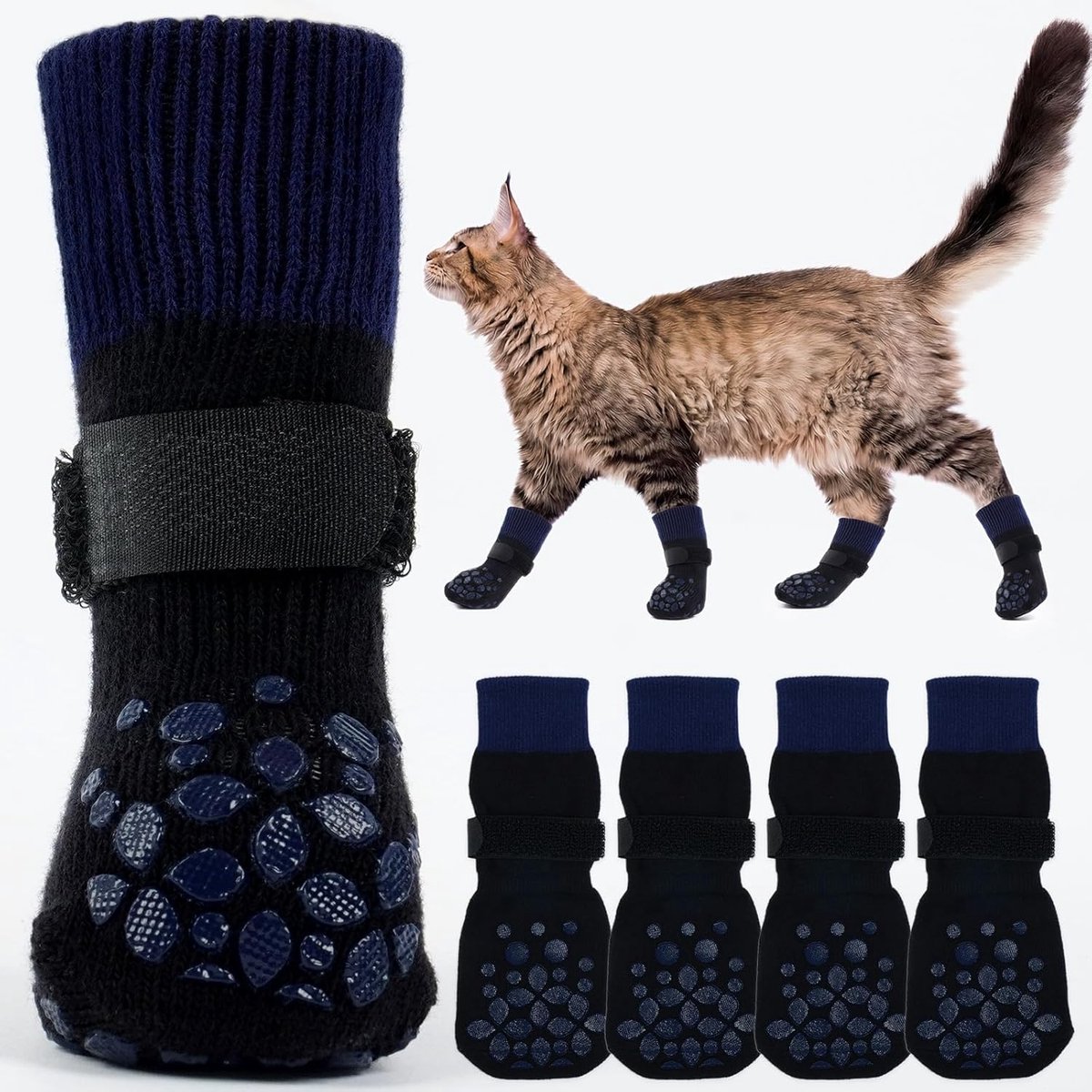 2 paar hondenlaarzen voor gewonde poten, pootbeschermers comfortabele kattensok voor gewonde poten, anti-bijt, hondensokken voor honden met pijnlijke poten, gemakkelijk aan te trekken (blauw, XS)