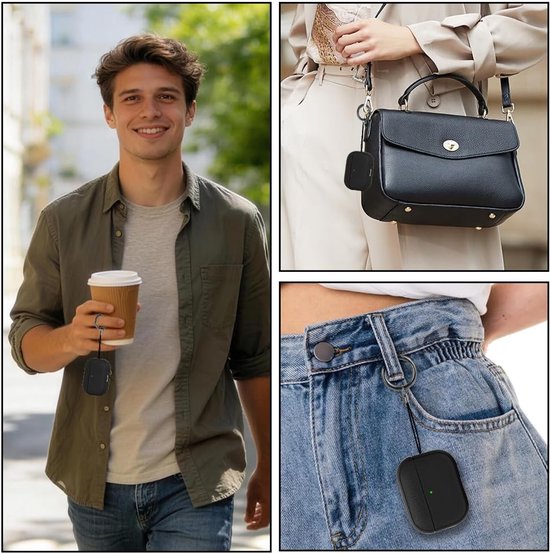 Hoesje Compatibel Met Airpods Pro 3 (2025), Tpu Schokbestendig Beschermhoesje Met Lederlook En Sleutelhangertje Voor Airpods Pro 3e, Led-Indicator, Ondersteunt Draadloos Opladen - Zwart van hoesje — afbeelding 5