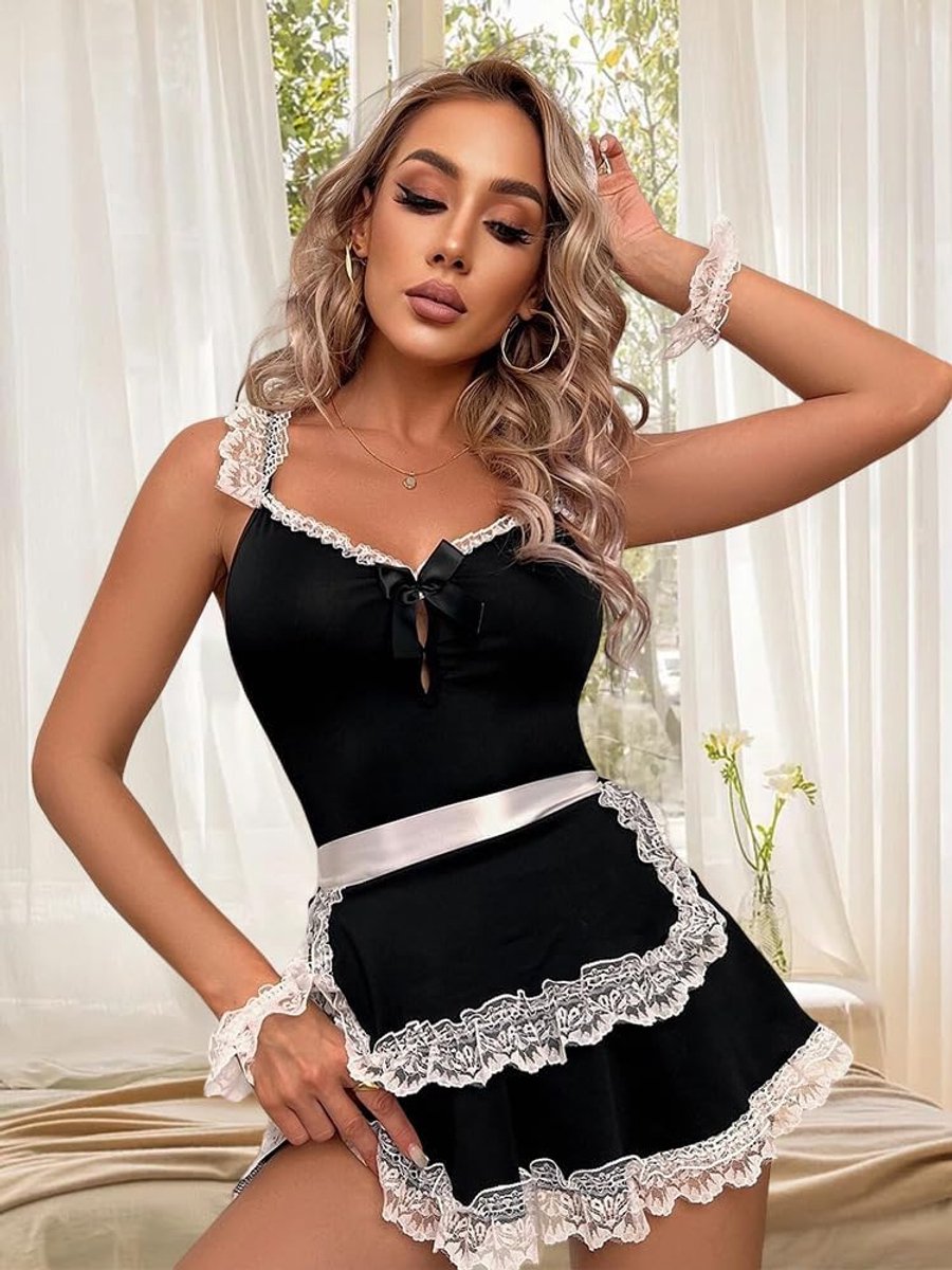 Maid Dress outfits cosplay kostuum lingerie set dames dienstmeisje