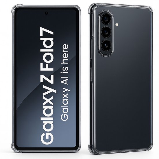 Coque en silicone transparente avec coussins d'air pour Samsung Galaxy Z Fold 7, avec protection pour objectif de caméra.